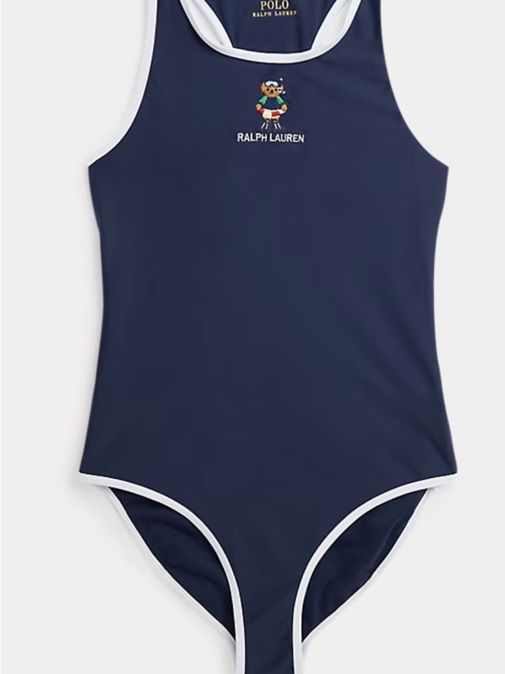 Polo by Ralph Lauren Navy One-Piece Swimsuit with White Trim